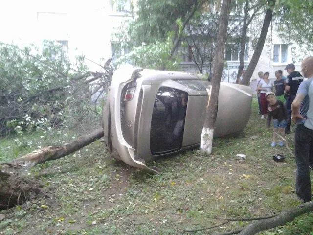 У Франківську авто, за кермом якого була блондинка, знесло декілька дерев та перекинулося (фото) — фото 4