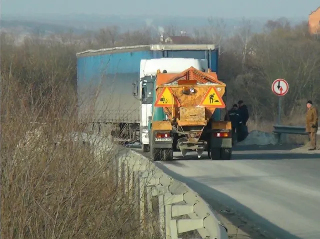 На Прикарпатті водій вантажного автомобіля через несправність гальмівної системи перекрив значну частину дороги (фото) — фото 2
