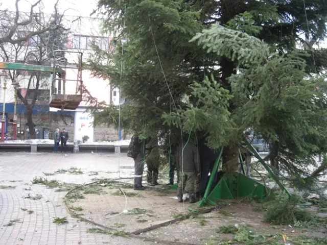 У Франківську комунальники демонтували новорічну ялинку (фото) — фото 3