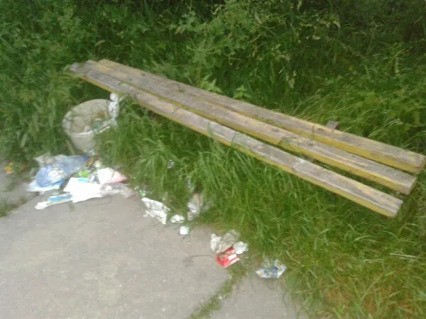 Поламані лавки та купи сміття: алея біля франківського садочку перетворилась на смітник — фото 2