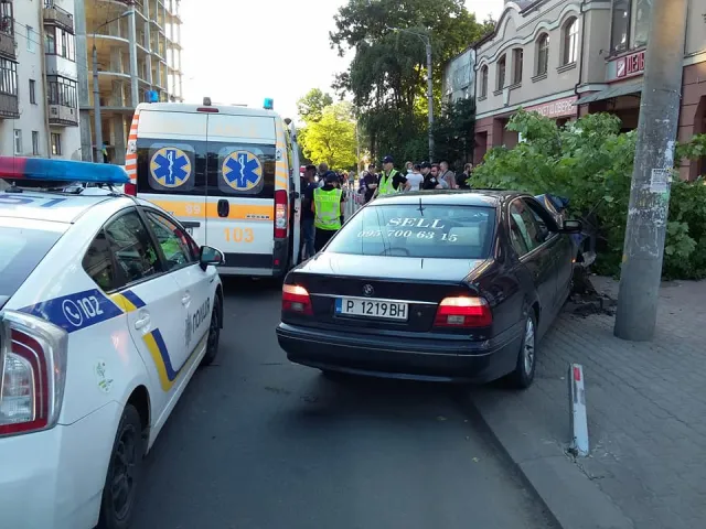 ДТП на Василіянок: жінка врізалася в дерево та знесла два металеві стовпці. У пасажира автомобіля знайшли наркотики. Всі деталі аварії — фото 1