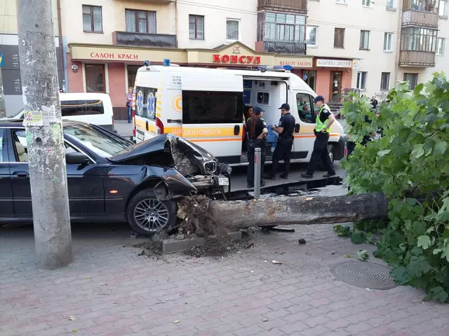 ДТП на Василіянок: жінка врізалася в дерево та знесла два металеві стовпці. У пасажира автомобіля знайшли наркотики. Всі деталі аварії — фото 4